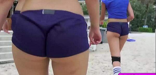  The stud got his cock rocked by three super hot volleyball vixens